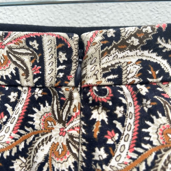 J. CREW Pencil Skirt Sz 6 Feather Paisley Print Navy Blue Multi No. 2 Office - Picture 6 of 13